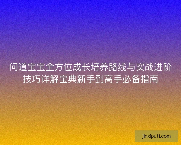 问道宝宝全方位成长培养路线与实战进阶技巧详解宝典新手到高手必备指南